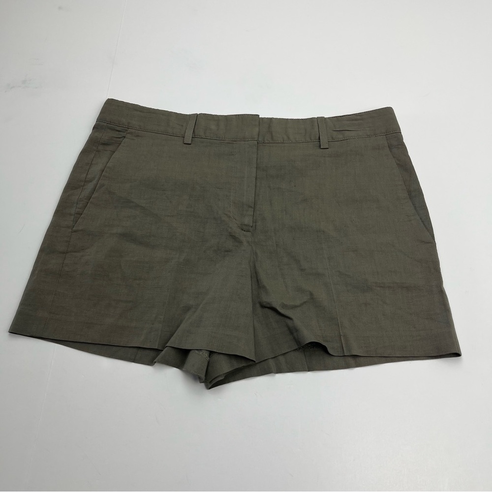 Theory Linen Blend Womens Size 4 Green Shorts Summer Coastal Vacation Pockets‎